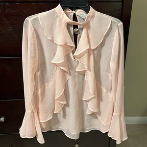 Belle Sky Bell Sleeve Ruffle Blouse